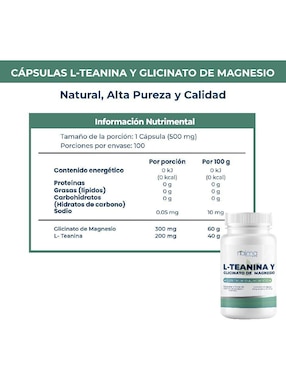L - Teanina y Glicinato de Magnesio Naima con l-teanina de 100 cápsulas