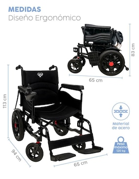 Silla de ruedas eléctrica pegable rinde 18 km hasta 120 kg Medu