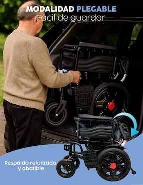 Silla de ruedas eléctrica pegable rinde 18 km hasta 120 kg Medu