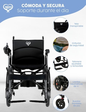 Silla de ruedas eléctrica pegable rinde 18 km hasta 120 kg Medu