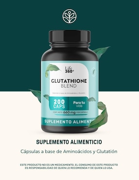 Glutation LIFE 360+ L-Lisina L-Glicina L-Glutamina Life360+ con l-glutamina de 200 cápsulas