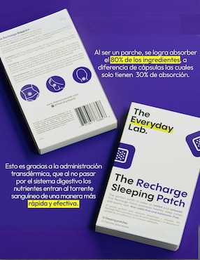The Recharge Sleeping Patch- Parches para conciliar el sueño sin melatonina The Everyday Lab con multivitaminico de 12 PARCHES