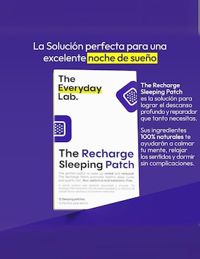 The Recharge Sleeping Patch- Parches para conciliar el sueño sin melatonina The Everyday Lab con multivitaminico de 12 PARCHES