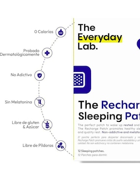 The Recharge Sleeping Patch- Parches para conciliar el sueño sin melatonina The Everyday Lab con multivitaminico de 12 PARCHES