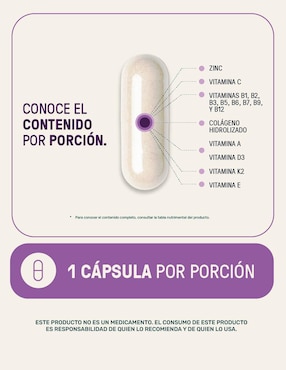 Multivitamínico para Mujer con Colágeno Hidrolizado, Biotina, Ácido Fólico, Vitamina A, C, D, B12 y Zinc, 80 Cápsulas. Life360+