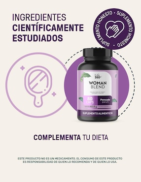 Multivitamínico para Mujer con Colágeno Hidrolizado, Biotina, Ácido Fólico, Vitamina A, C, D, B12 y Zinc, 80 Cápsulas. Life360+