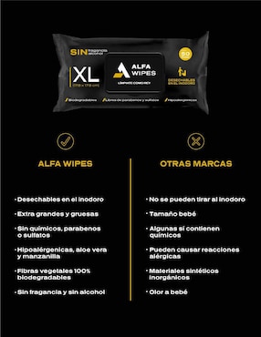 Set de toallas húmedas Alfa Wipes 3 piezas