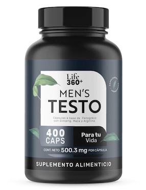 Mens Testo Suplemento para Hombre con Fenogreco, Maca, Magnesio, L- arginina y vitaminas de 400 Cápsulas Life360+