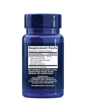 Life Extension Optimized Ashwagandha 125mg Life Extension de 60 cápsulas