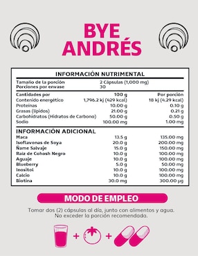 Bye Andres Inositol y Maca Beyond Vitamins de 60 cápsulas