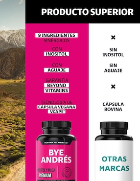 Bye Andres Inositol y Maca Beyond Vitamins de 60 cápsulas