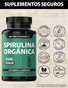 Espirulina Orgánica Vegano Beyond Vitamins de 60 cápsulas