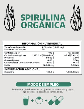 Espirulina Orgánica Vegano Beyond Vitamins de 60 cápsulas