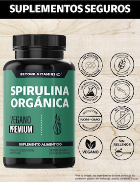 Espirulina Orgánica Vegano Beyond Vitamins de 180 cápsulas