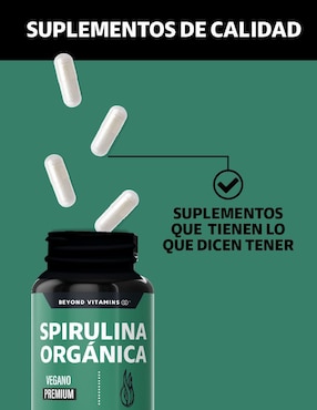 Espirulina Orgánica Vegano Beyond Vitamins de 180 cápsulas