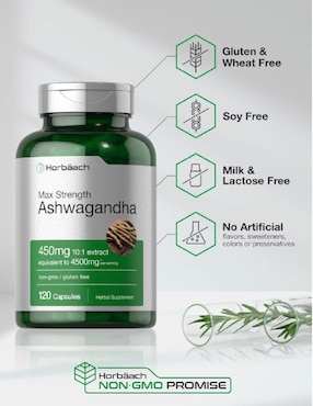ASHWAGANDHA 4500 MG HORBAACH 120 CAP Horbaach con ashwagandha de 120 cápsulas
