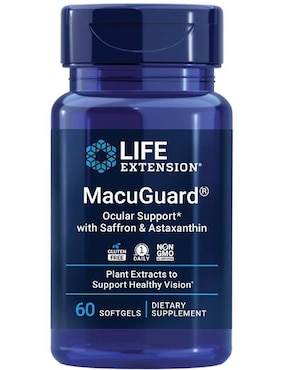 Life Extension MacuGuard 60 Softgels – Soporte Ocular con Luteína, Zeaxantina, Azafrán y Astaxantina Life Extension con luteína, zeaxantina de 60 cápsulas