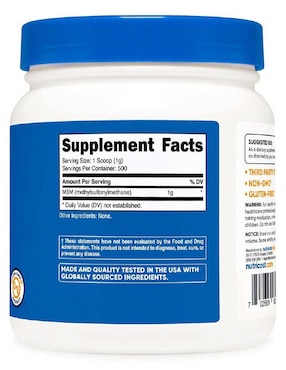 Nutricost MSM en Polvo– Azufre Orgánico para Articulaciones, Cabello y Salud Celular Nutricost con msm de 500 g