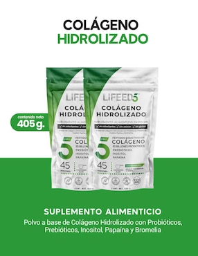 2 pack colágeno hidrolizado Lifeed5 Life360+ con  probióticos 50 billones enzimas digestivas y prebióticos