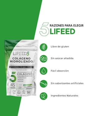 2 pack colágeno hidrolizado Lifeed5 Life360+ con  probióticos 50 billones enzimas digestivas y prebióticos