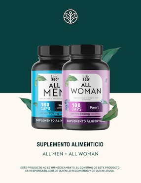 Set de suplementos alimenticios All Woman & All Men Life360+ con L-Arginina