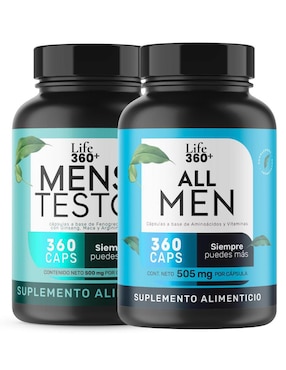 Set de suplementos alimenticios All Men & Mens Testo Life360+ con L-Arginina