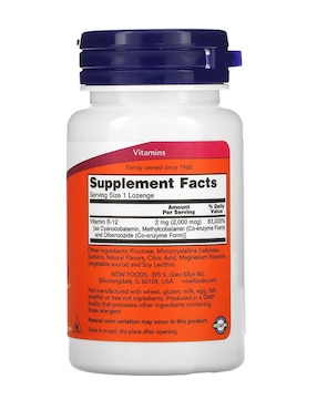 NOW Foods, Vitamina B12 Now de 100 tabletas