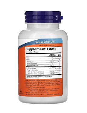 Aceite de pescado con Ultra Omega-3 Now con omega 3 de 90 cápsulas