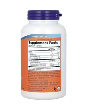 Aceite de pescado con Ultra Omega-3 Now con omega 3 de 180 cápsulas