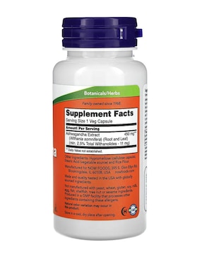 Ashwagandha de 450 mg Now con ashwagandha de 90 cápsulas