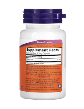 Melatonin Now con melatonina de 60 cápsulas