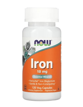Hierro, 18 mg Now con hierro de 120 cápsulas