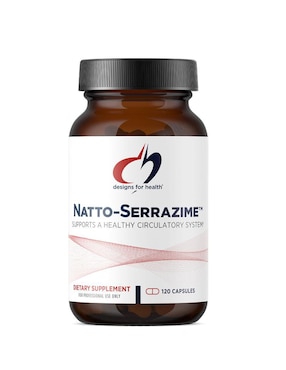 Natto Serrazime Designs For Health con vitaminas y minerales de 120 cápsulas