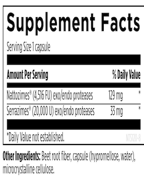 Natto Serrazime Designs For Health con vitaminas y minerales de 120 cápsulas