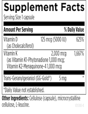 vitamina d, k1 y k2 Designs For Health de 30 cápsulas