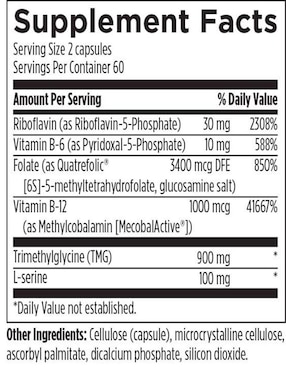 homocisteina Designs For Health con vitaminas y minerales de 120 cápsulas