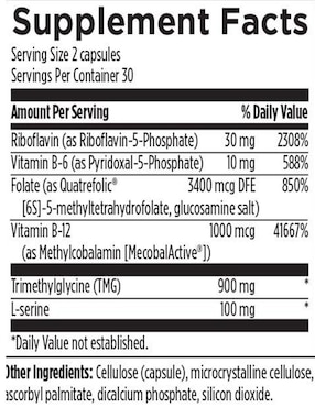 homocisteina Designs For Health con vitaminas y minerales de 60 cápsulas