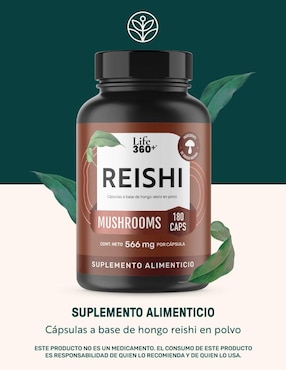 Reishi Mushrooms Life360+ con hongo reishi