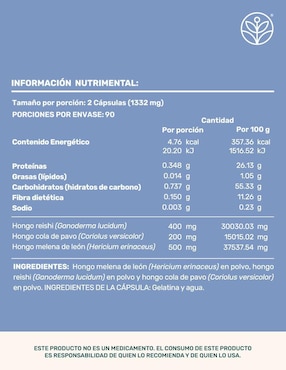Zen Blend Mushrooms Life360+ con melena de león, reishi y cola de pavo