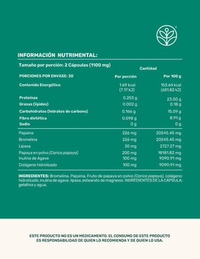 Enzym Blend + Papaya Life360+ con colágeno hidrolizado, inulina, papaya en polvo y enzimas
