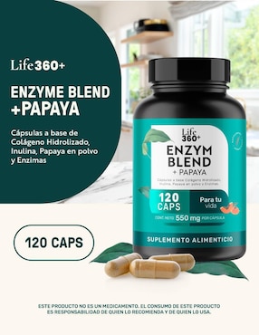 Enzym Blend + Papaya Life360+ con colágeno hidrolizado, inulina, papaya en polvo y enzimas