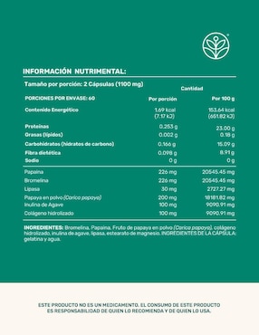 Enzym Blend + Papaya Life360+ con colágeno hidrolizado, inulina, papaya en polvo y enzimas