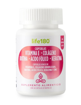 Cápsulas con Vitamina E, Colágeno, Biotina, Keratina Life 180 de 60 cápsulas