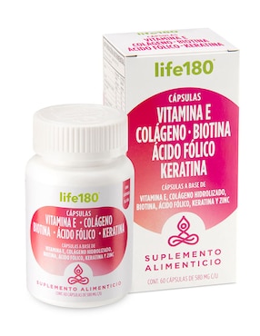 Cápsulas con Vitamina E, Colágeno, Biotina, Keratina Life 180 de 60 cápsulas