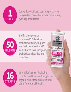 Dr. Formulated Probiotics Once Daily Women's Shelf-Stable Garden Of Life con prebióticos de 30 cápsulas