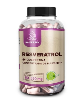 Resveratrol+ Quercetina y Concentrado de Blueberry Raíces Zen de 60 cápsulas