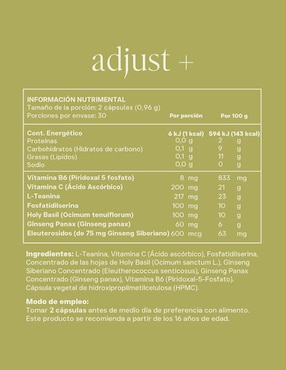 Adjust + Reset Wellness con l-teanina de 60 cápsulas