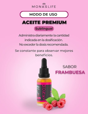 Aceite de CBD Monkslife sabor frambuesa de 30 ml