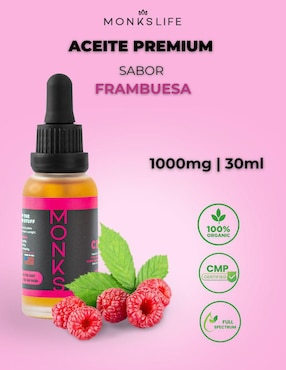 Aceite de CBD Monkslife sabor frambuesa de 30 ml