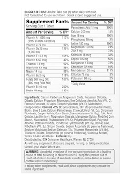 Multivitamínico suplemento alimenticio Centrum tabletas para mujer